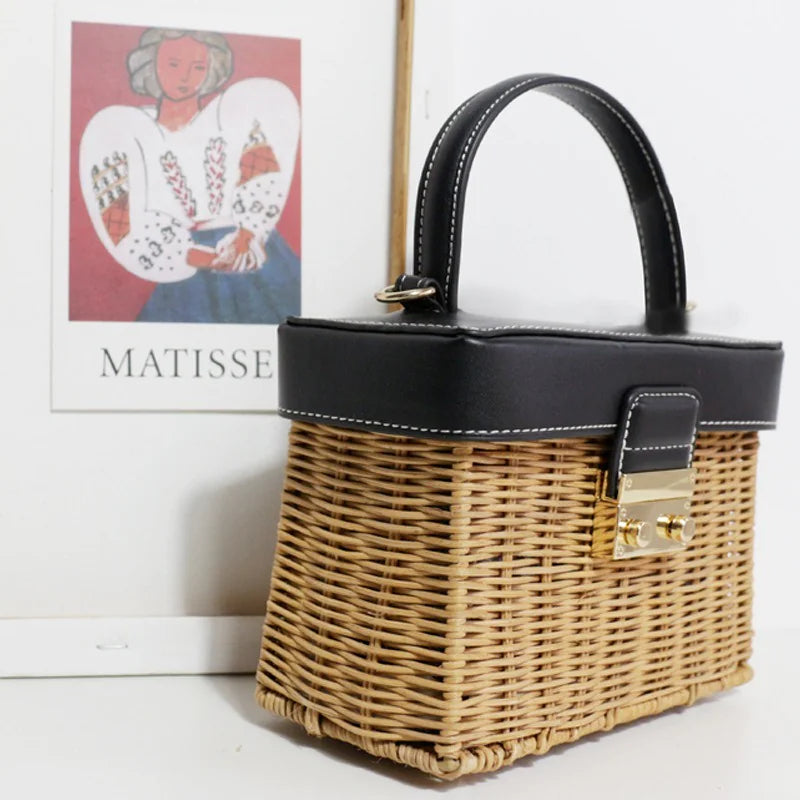 Handmade Vintage Straw Woven Rattan Handbags Collection