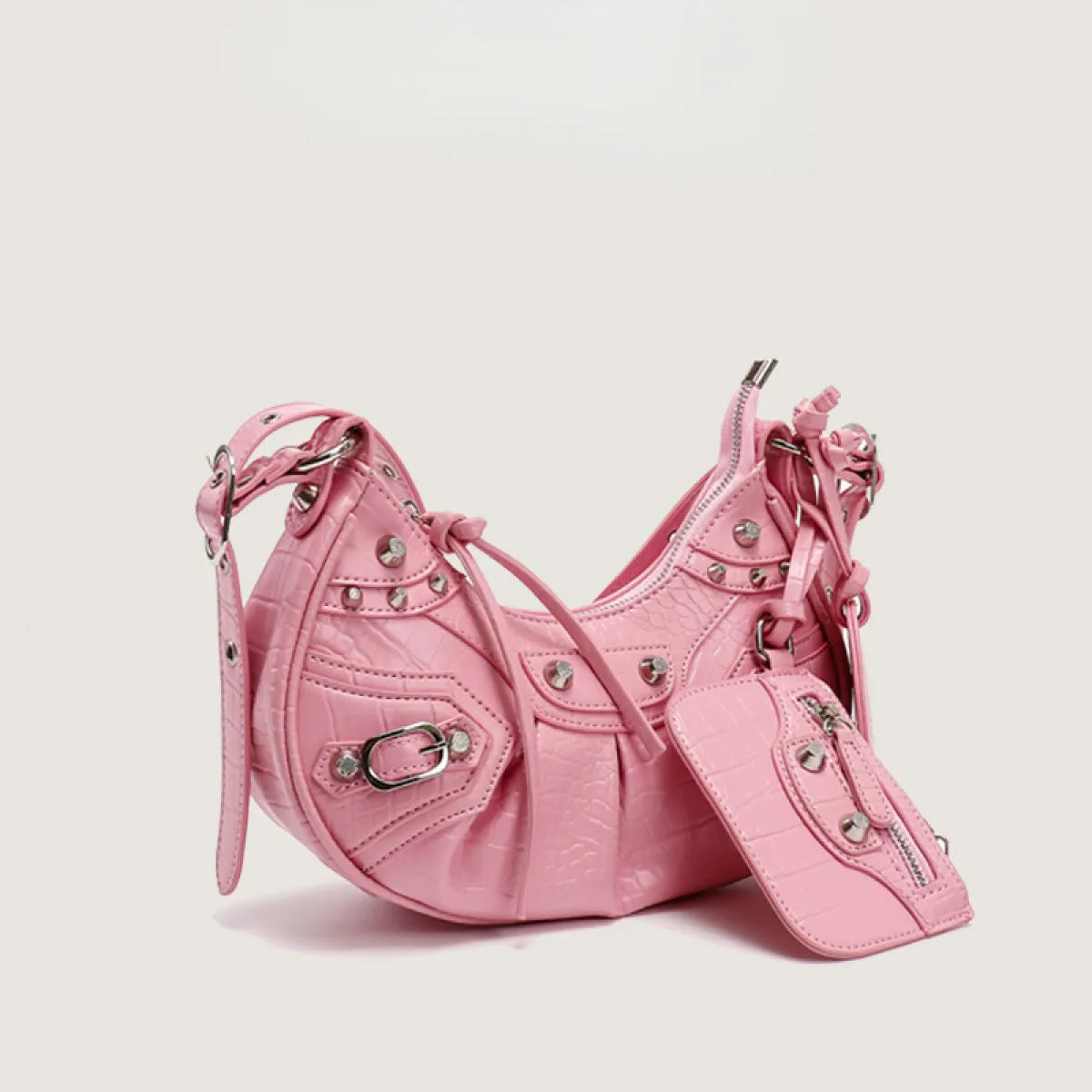 Rivet Tassel Crescent Moon Underarm Bag