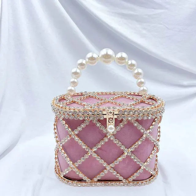 Diamond Studded Metal Basket Party Handbags Collection