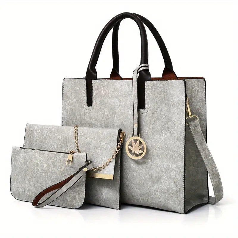 Classic Tote Bag Set - Solid Color All-Match Handbags