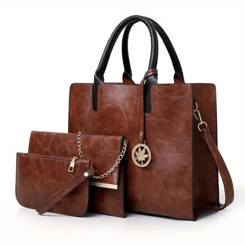 Classic Tote Bag Set - Solid Color All-Match Handbags