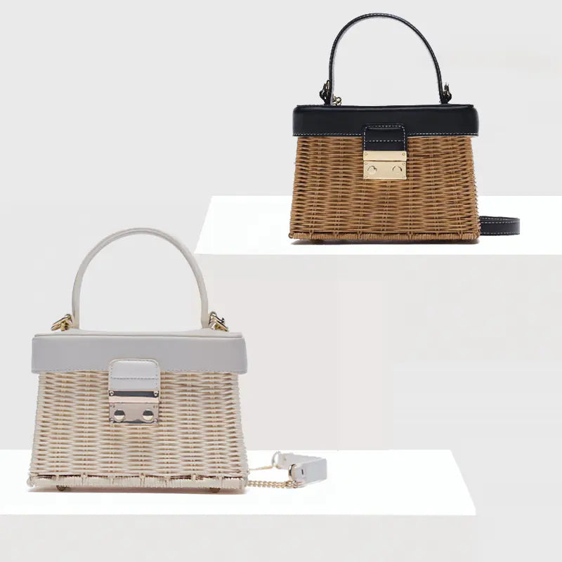 Handmade Vintage Straw Woven Rattan Handbags Collection