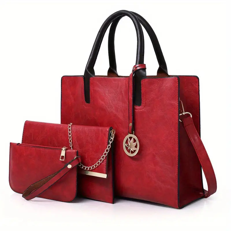 Classic Tote Bag Set - Solid Color All-Match Handbags
